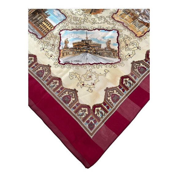 Vintage Rome Italy Souvenir Scarf 38” Square – Landmarks Print Colosseo Vatican - Picture 4 of 11